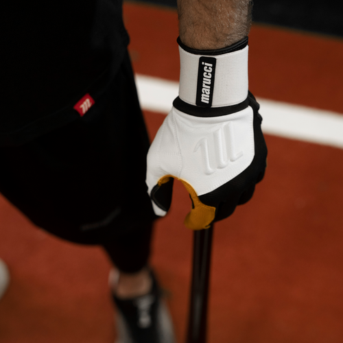 Marucci Blacksmith Full Wrap Batting Gloves White/Black